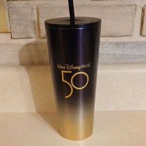 Disney World 50th Anniversary Black and Gold Tumbler
